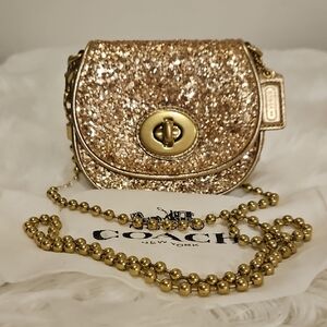 Coach Poppy Saddle Sparkle Crossbody. Dustbag. Limited Edition